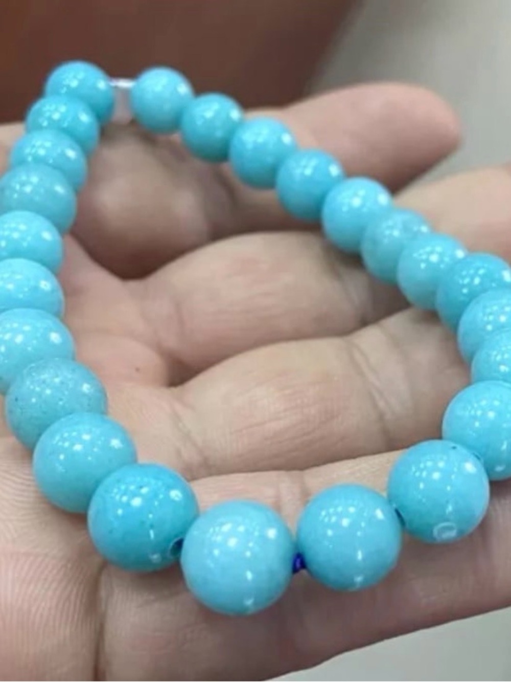 CERTIFIED NATURAL Blue Amazon Jade 8MM Round Beaded Bracelet